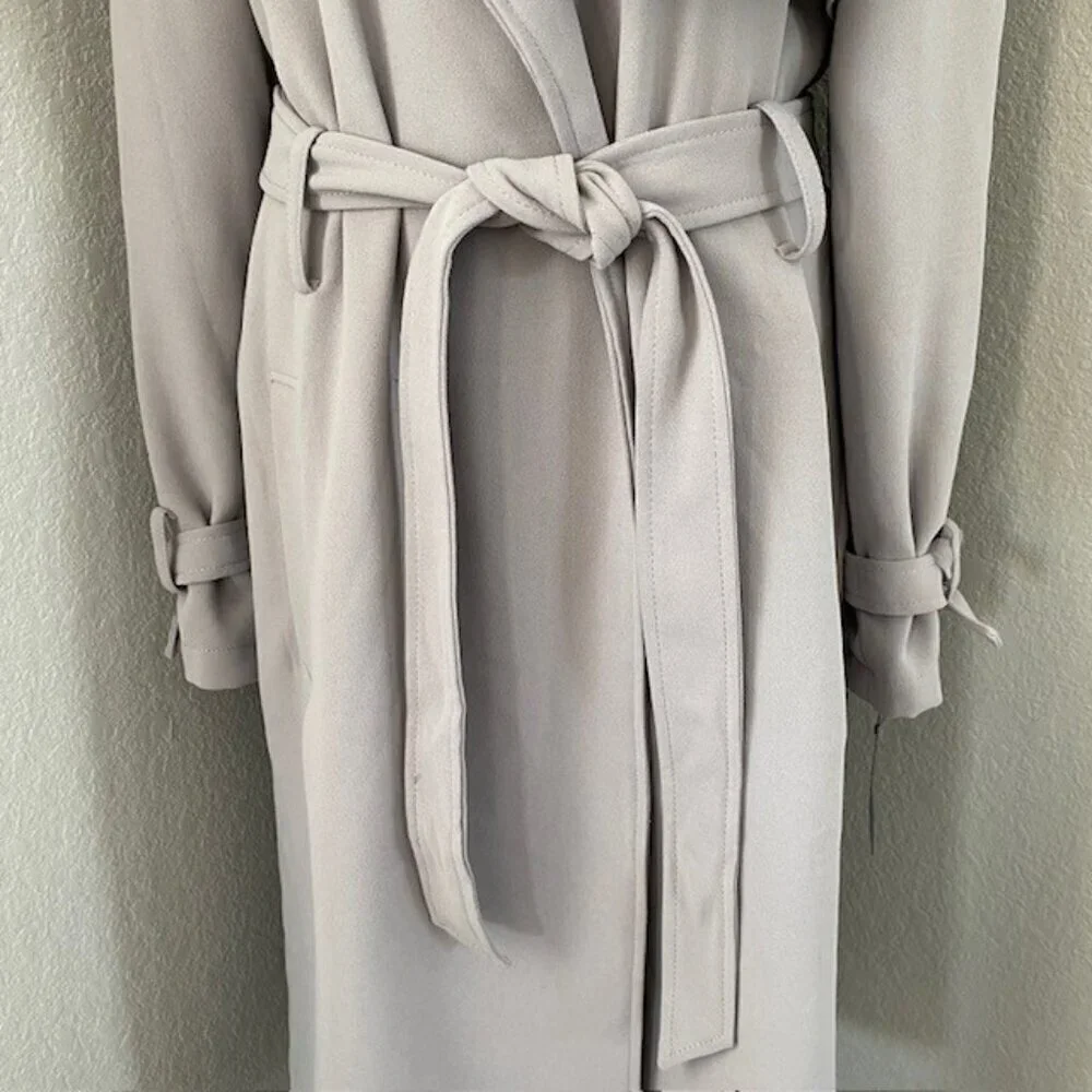RACHEL ROY Luxe Crepe Trench Long Coat Gray Mist XL NWT